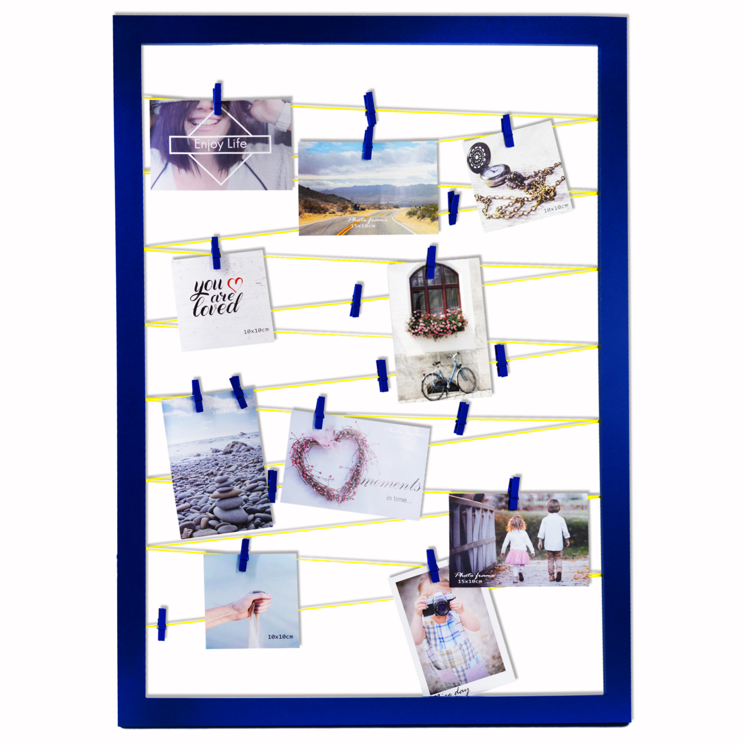 Bilderrahmen mit Klammern und Leine